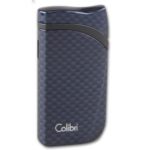 Zigarrenfeuerzeug Jet COLIBRI Falcon 2 Carbon blau Schrägflamme