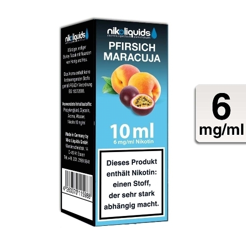 E-Liquid NIKOLIQUIDS Pfirsich-Maracuja 6 mg