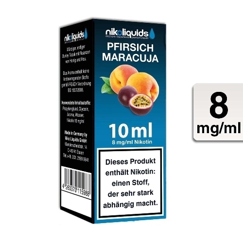 E-Liquid NIKOLIQUIDS Pfirsich-Maracuja 8 mg