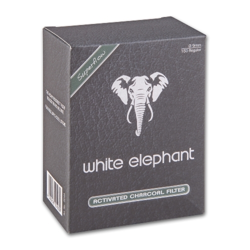 Pfeifenfilter WHITE ELEPHANT Superflow Aktivkohle 9 mm 150 Stück