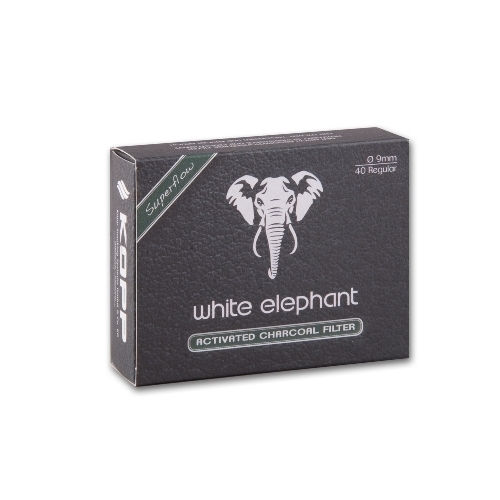Pfeifenfilter WHITE ELEPHANT Superflow Aktivkohle 9 mm 40 Stück (414)